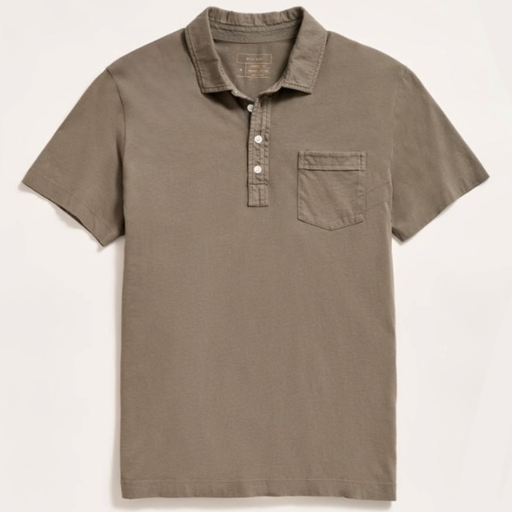 Billy Reid Olive Green Pocket Short Sleeve Polo in Large